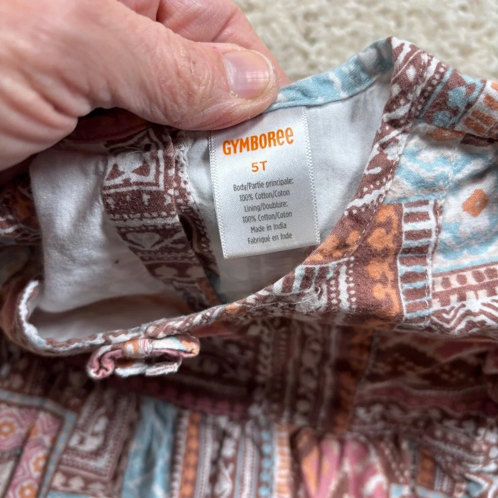 Gymboree Girls Patchwork Print Long Sleeve Ruffle Hem Dress Size 5T‎